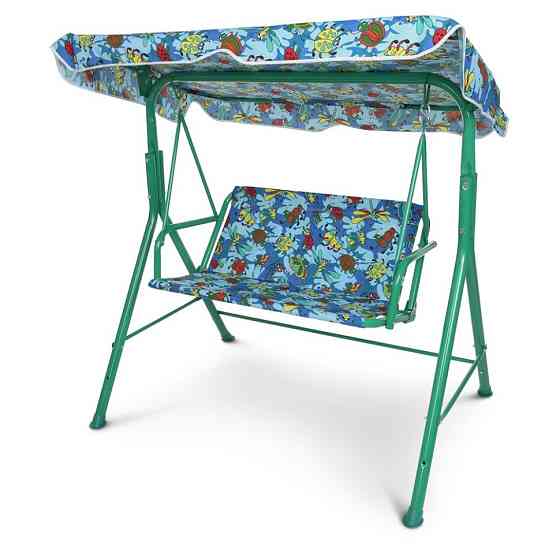 Качели садовые M 4019-4 металл, крыша, синий Винница