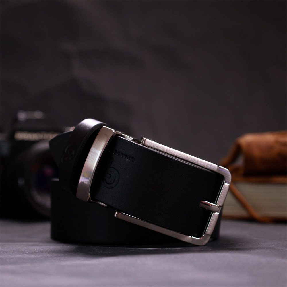 Практичний брючний ремінь для чоловіків з натуральної шкіри GRANDE PELLE 11677 Чорний Київ - фото 1