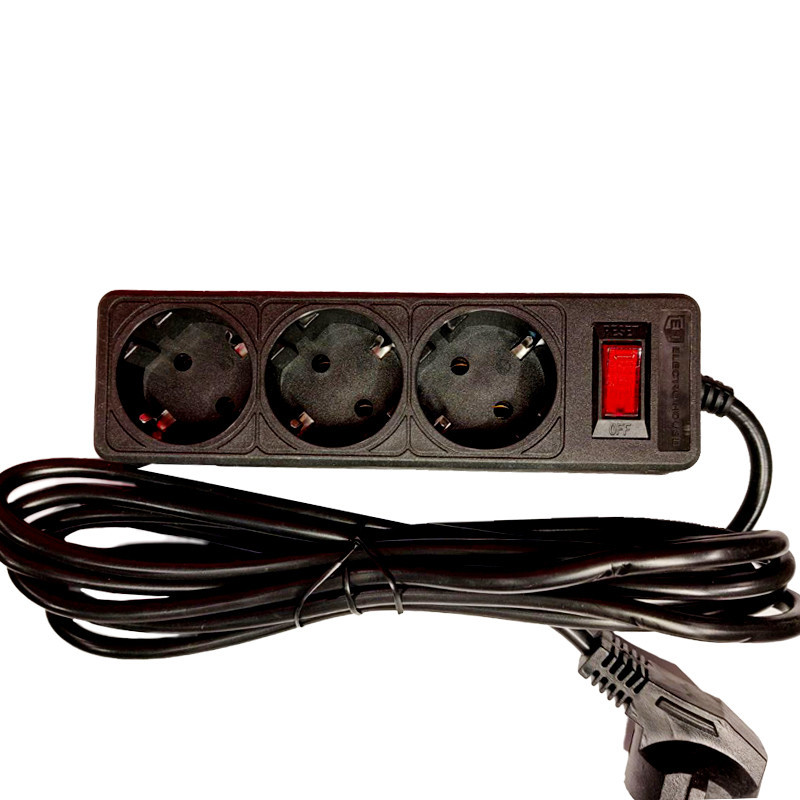 Сетевой фильтр с заземлением 3 гнезда, 5 м, черный Днепр - изображение 1