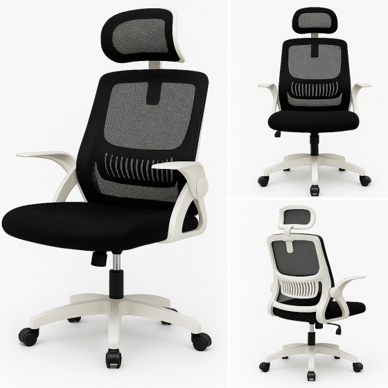 Кресло офисное Diego ErgoFlex сетка бело-черное Киев