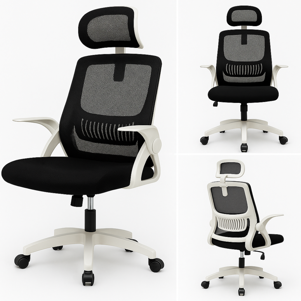 Кресло офисное Diego ErgoFlex сетка бело-черное Киев - изображение 1