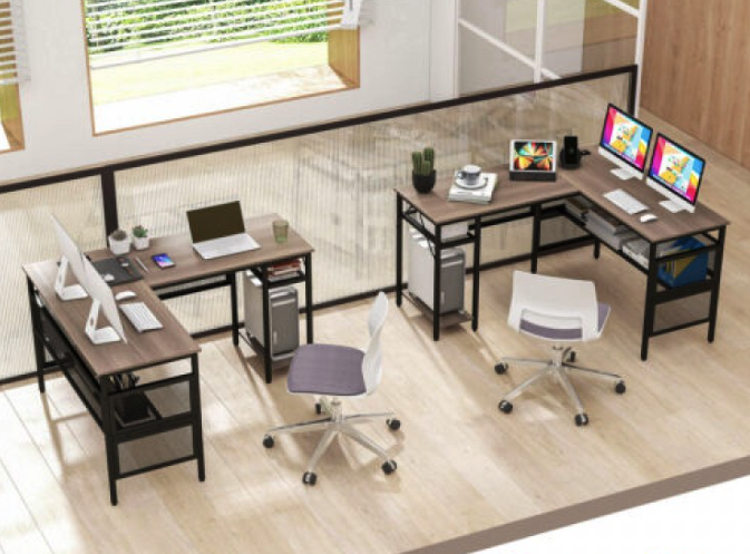 Комп'ютерний стіл Costway Hutch L-подібний з зарядним Київ - фото 10