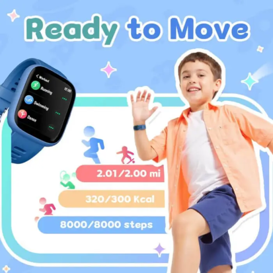 Дитячий смарт-годинник Verfit 1,83″ HD, 80+ спортивних режимів, пульсометр, моніторинг сну, батьківський контроль, IP68 Київ