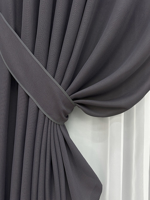Комплект готових штор VR-Textil Льон Льон Мішковина № 1234ш Сірий 200х270 см 2 шт (32-536) Київ - фото 5