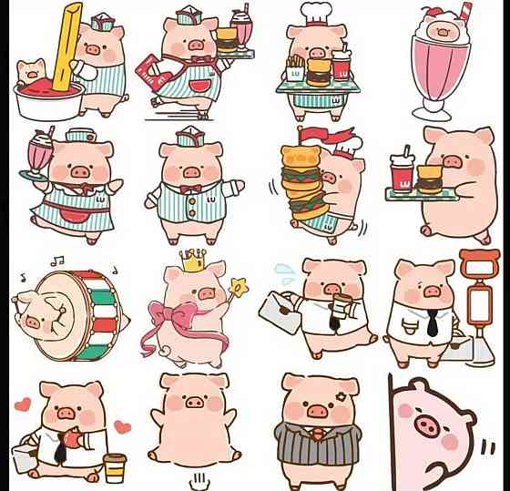 Набор милых наклеек с поросятами, 40 шт Киев