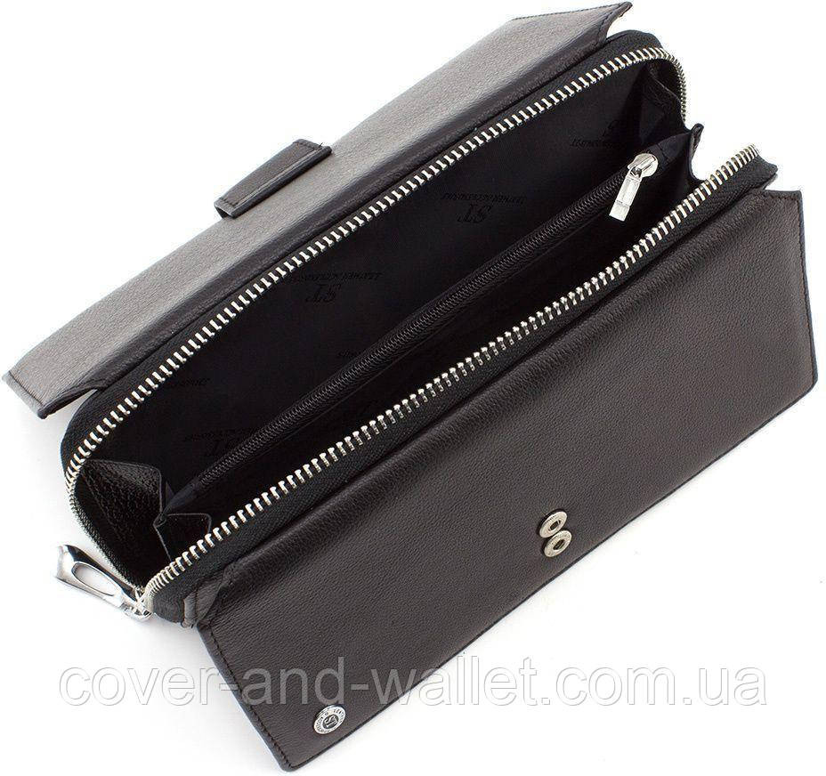 Чоловічий шкіряний гаманець клатч чорного кольору ST 228 Київ - фото 5