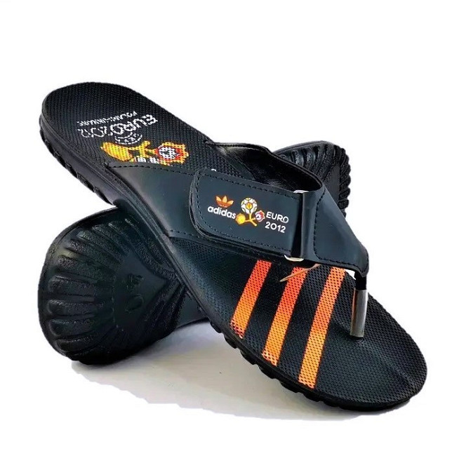 Мужские Шлёпанцы Тапочки Adidas Сланцы Вьетнамки Адидас Чёрные с Оранжевым (размеры: 40,41) Днепр - изображение 1