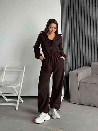 Жіночий теплий повсякденний комбінезон двосторонній поліс фліс Шоколад Одеса