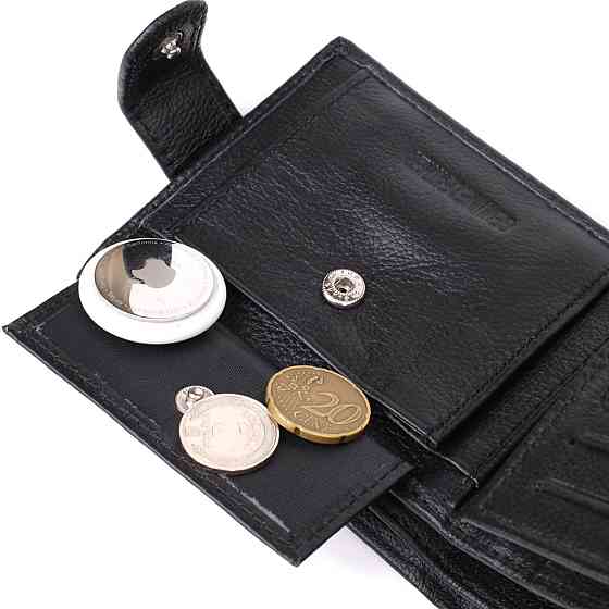 Місткий чоловічий гаманець горизонтального формату з натуральної шкіри ST Leather 23090 Чорний Київ