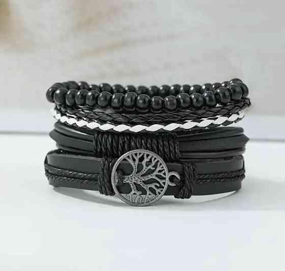 Подарочный набор для мужчин: наручные часы с 4 ориг. браслетами- диам 4см, длин 24см, шир рем 2см, без коробки Киев