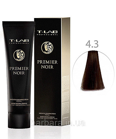Крем-краска для волос T-LAB Professional Premier Noir Colouring Cream 4.3 золотистый брюнет Киев - изображение 1