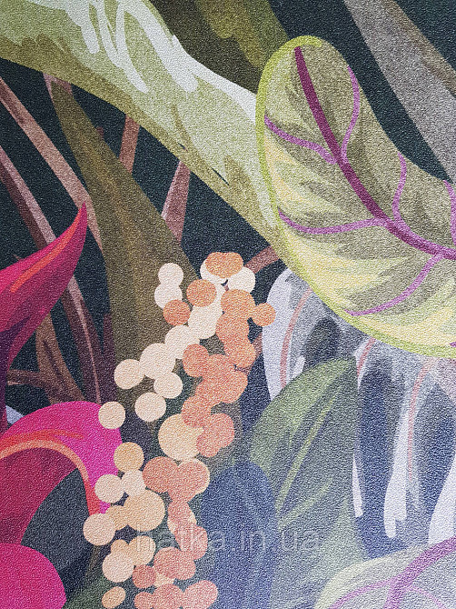 Шпалери вінілові Grandeco One roll one motif 1.59x2.8 панно лісорізне листя квіти зелені Київ - фото 3