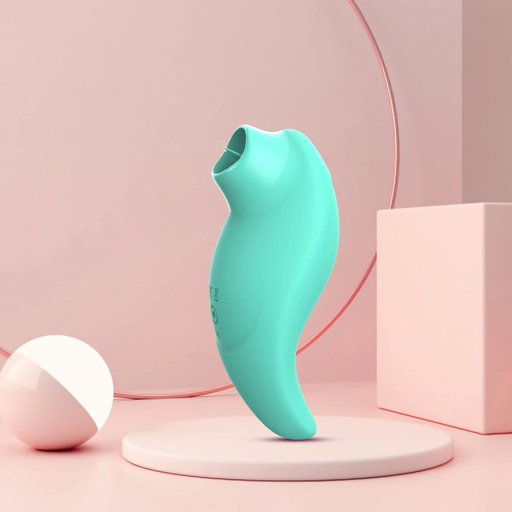 Вибратор с клиторальным стимулятором с язычком Every Night Toys Jen, зелёный, 10 режимов вибрации Sex Aura Киев - изображение 2