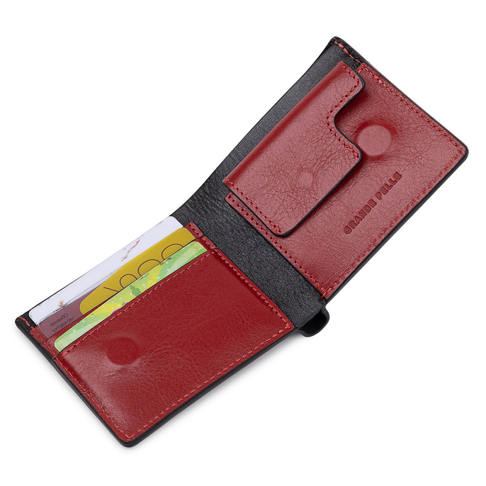 Кожаное стильное портмоне Черный (GRANDE PELLE) Киев - изображение 9