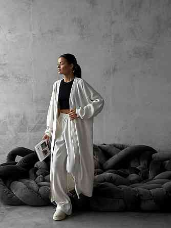 Женский базовый костюм двойка: кардиган и штаны палаццо из плотного рубчика Одесса