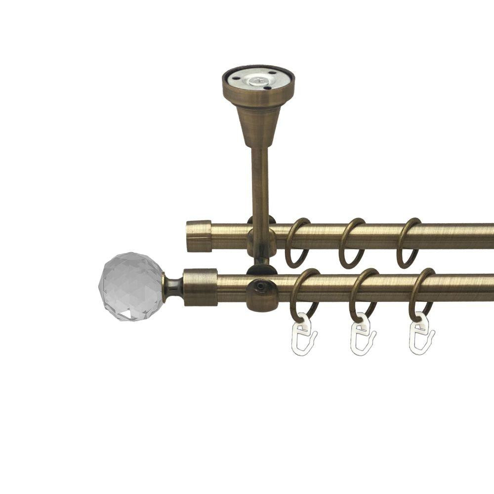 Карниз Orvit Люміера металевий дворядний відкритий до стелі гладка труба кільце металеве Антик 16\16 мм 300 см (00-00016926) Львів - фото 1