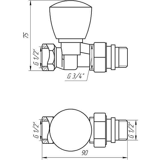 Кран радіаторний прямий SOLOMON 1/2″ з гумовим ущільнювачем 161404 верх Тернопіль
