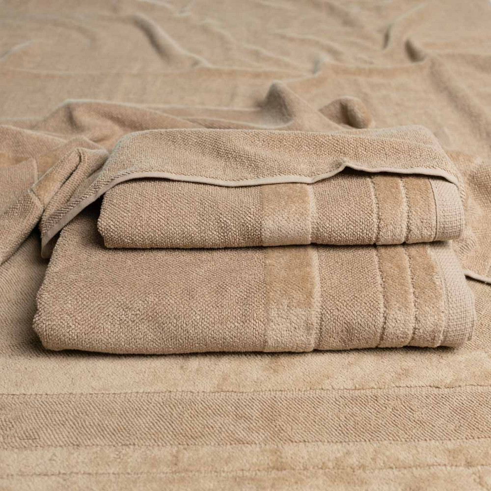 Полотенце банное махровое с велюровым бордюром GM Textile 100х150см 500г/м2 (Капучино) Сумы - изображение 3