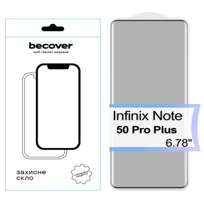 Скло захисне BeCover EDGE Infinix Note 50 Pro Plus Black (713581) Вінниця - фото 1