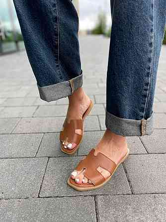 Mermaid Шльопанці жіночі з натуральної шкіри на плоскій підошві коричневі Mermaid 2401 р. 36-40 Коломия