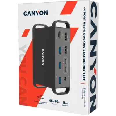 Порт-реплікатор Canyon Docking Station with 14 ports, with Type C female*4, USB3.0*2, USB2.0*2 (CNS-HDS95ST) Вінниця