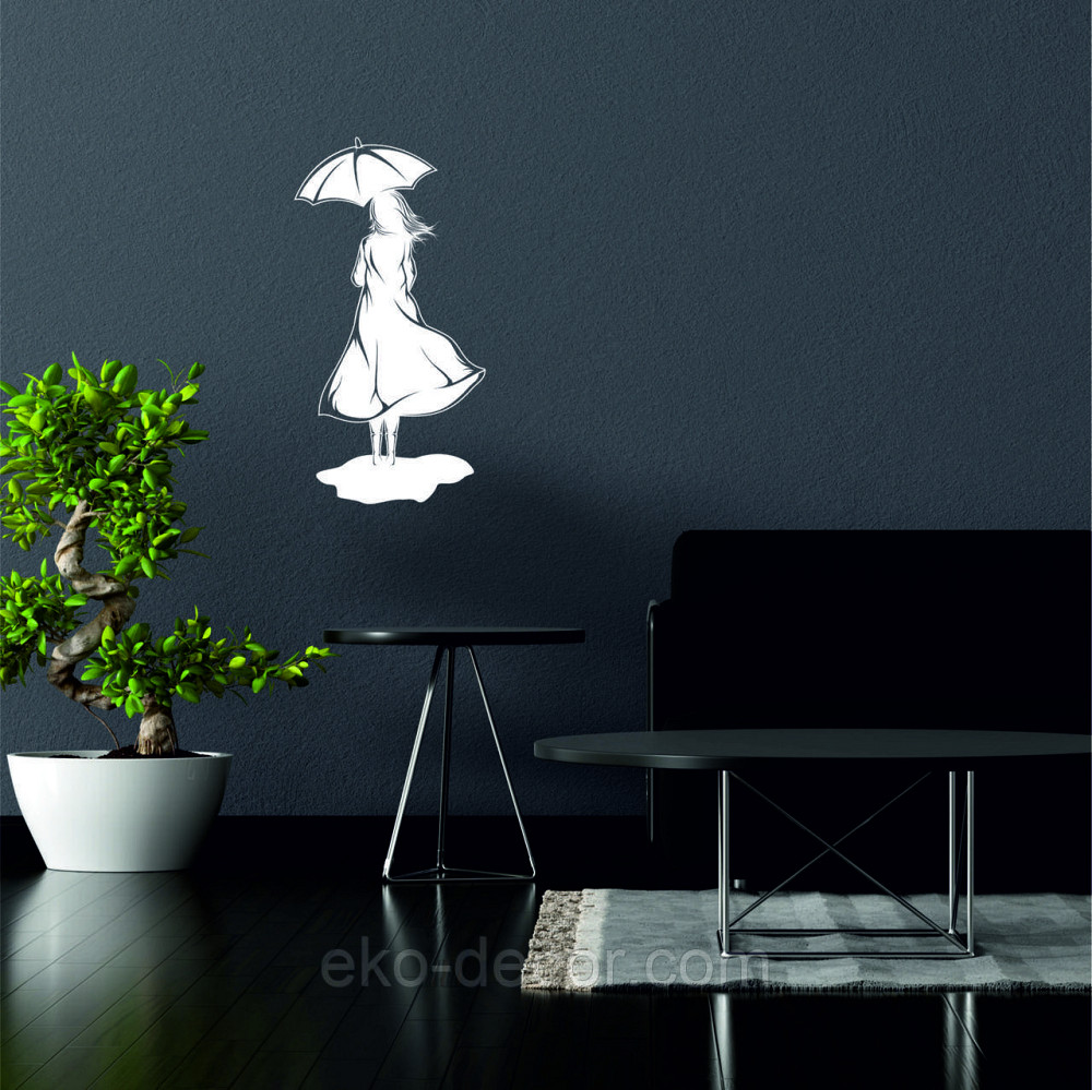 Декоративне настінне Панно «Дівчина з парасолькою», Декор на стіну 90*46 см, Білий Київ - фото 2