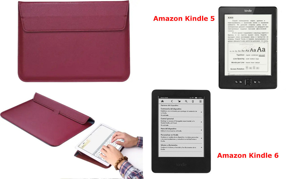 Чохол-конверт VitoCase для Amazon Kindle 5, Amazon Kindle 6, з функцією підставки для книги Бордовий Київ - фото 1
