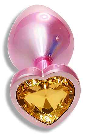 Анальна пробка з кристалом EGZO - Pink Perl Heart Plug Yellow, size S Sex Aura Київ