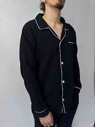 Мужская пижама муслиновая Черный S Харьков