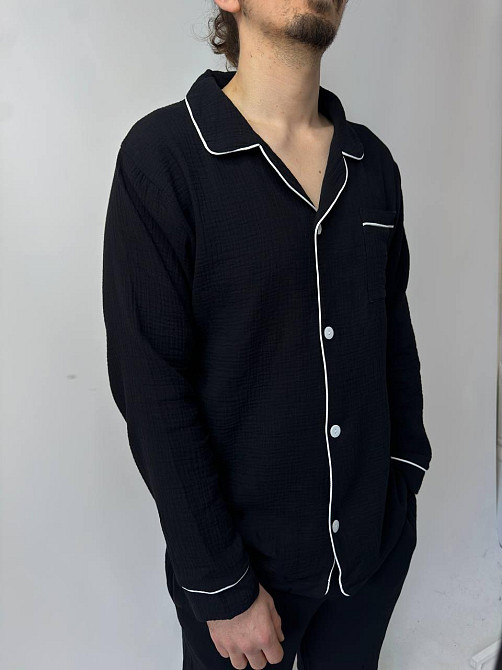 Чоловіча піжама муслінова Чорний S Харків - фото 1