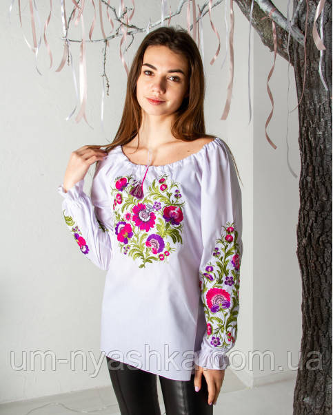 Жіноча вишиванка в стилі петриківського розпису "Писанка" Кривий Ріг - фото 1