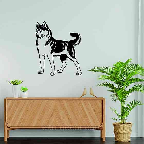 Декоративне настінне Панно «Хаска», Декор на стіну 90*76 см, Чорний Київ