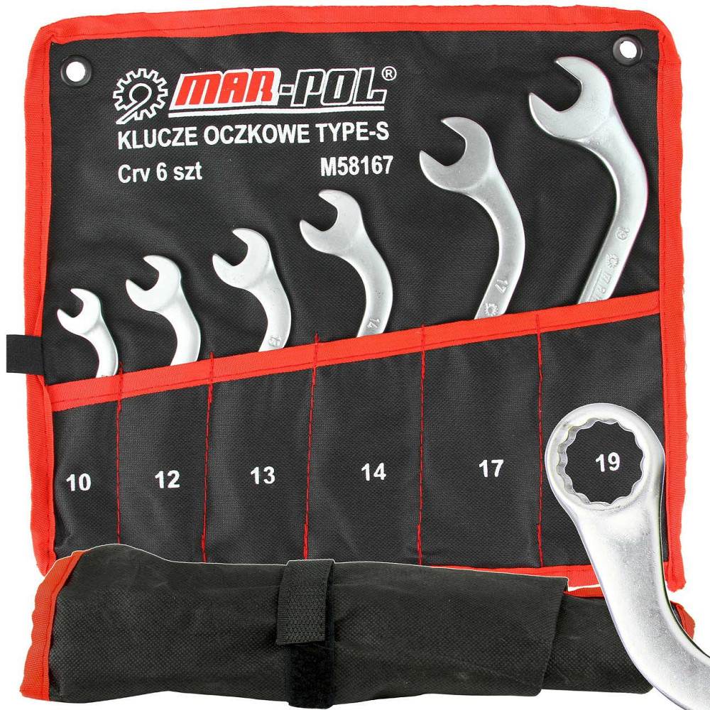 Набір комбінованих ключів S-подібної форми 6 предметів з чохлом Mar-Pol (M58167) Нововолинськ - фото 1