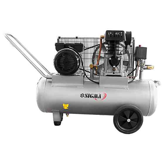 Sigma Компрессор двухцилиндровый ременной (II) 2.5кВт 335л/мин 10бар 50л (2 крана) SIGMA (70441 Коломия