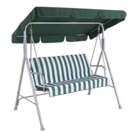Садовые трехместные качели 160 см зелёно-белые в полоску Киев - изображение 1