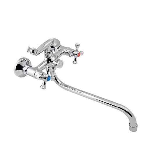 Смеситель для ванны Lidz Lamb 1401 с поворотным изливом двухвентильный (c душевым гарнитуром) LDLAM1401CRM22017 Chrome Киев