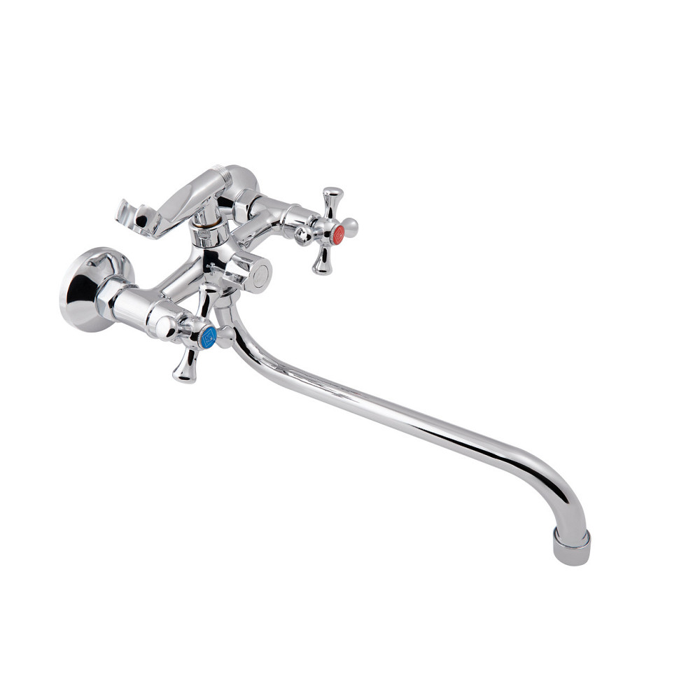 Змішувач для ванни Lidz Lamb 1401 з поворотним виливом двовентильний (з душовим гарнітуром) LDLAM1401CRM22017 Chrome Київ - фото 3