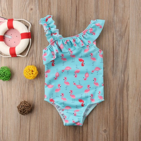 Купальник детский с Фламинго слитный розово-голубой 5-6років Киев - изображение 1