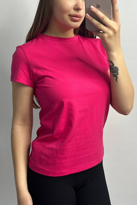 Базовая футболка женская удлиненная Малиновый XXL Харьков - изображение 5