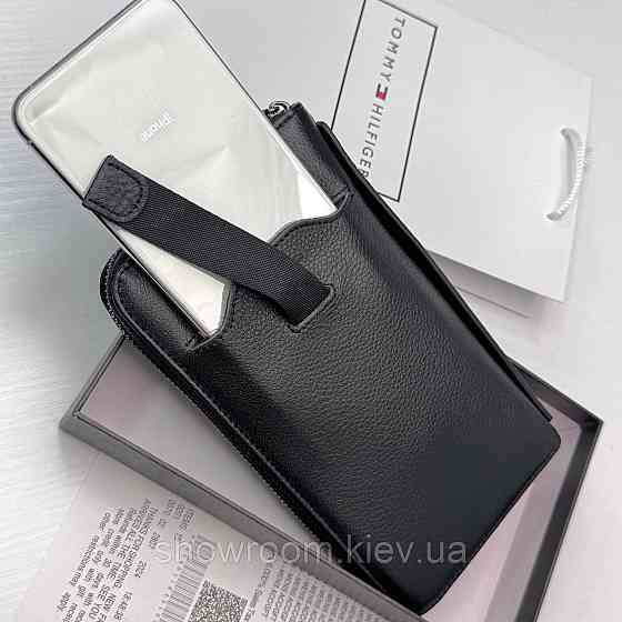 Кожаный брендовый функциональный клатч TH (6615) Киев