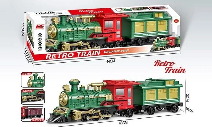 Поїзд ігровий Retro Train 43х10х10 см інерція локомотив рухомі елементи в коробці (804) Чернігів - фото 1