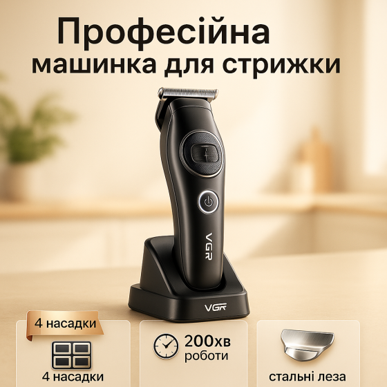 Машинка для стрижки волосся потужна VGR V-880T, Машинка для стрижки акумуляторна з насадками JX-94 Львів