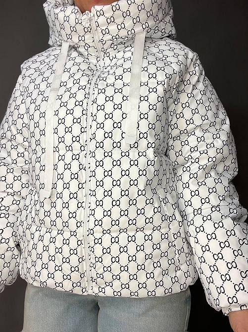 Куртка жіноча Haiziyuan 1630 візерунок середня довжина з капюшоном біла, білий, M Київ - фото 7