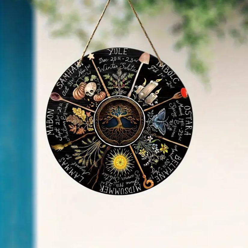 Викканский календарь, Деревянный знак Колеса Года, Языческий календарь, Викка, Ведьмовский декор на  Киев - изображение 2