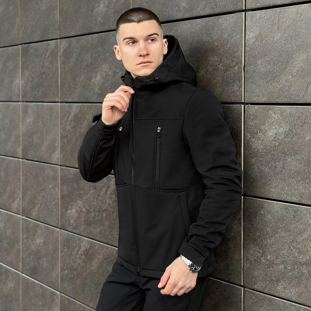 Чоловіча чорна куртка із софтшеллу весняна Pobedov Setup 3XL Київ - фото 8
