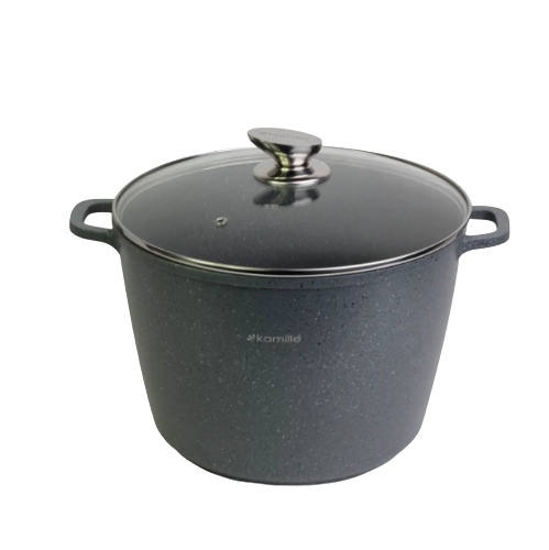 Каструля литий алюміній глибока 10л 28*20см скляна кришка а/п Granite 4428 KAMILLE Житомир - изображение 1