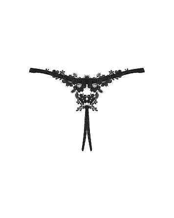 Прозорі стрінги з доступом Obsessive Celia Noir crotchless thong XL/2XL Sex Aura Київ