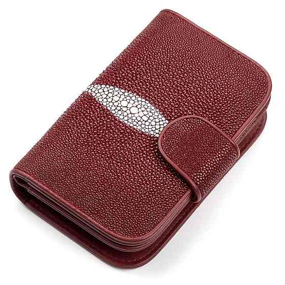 Кошелек женский STINGRAY LEATHER 18092 из натуральной кожи морского ската Бордовый Киев
