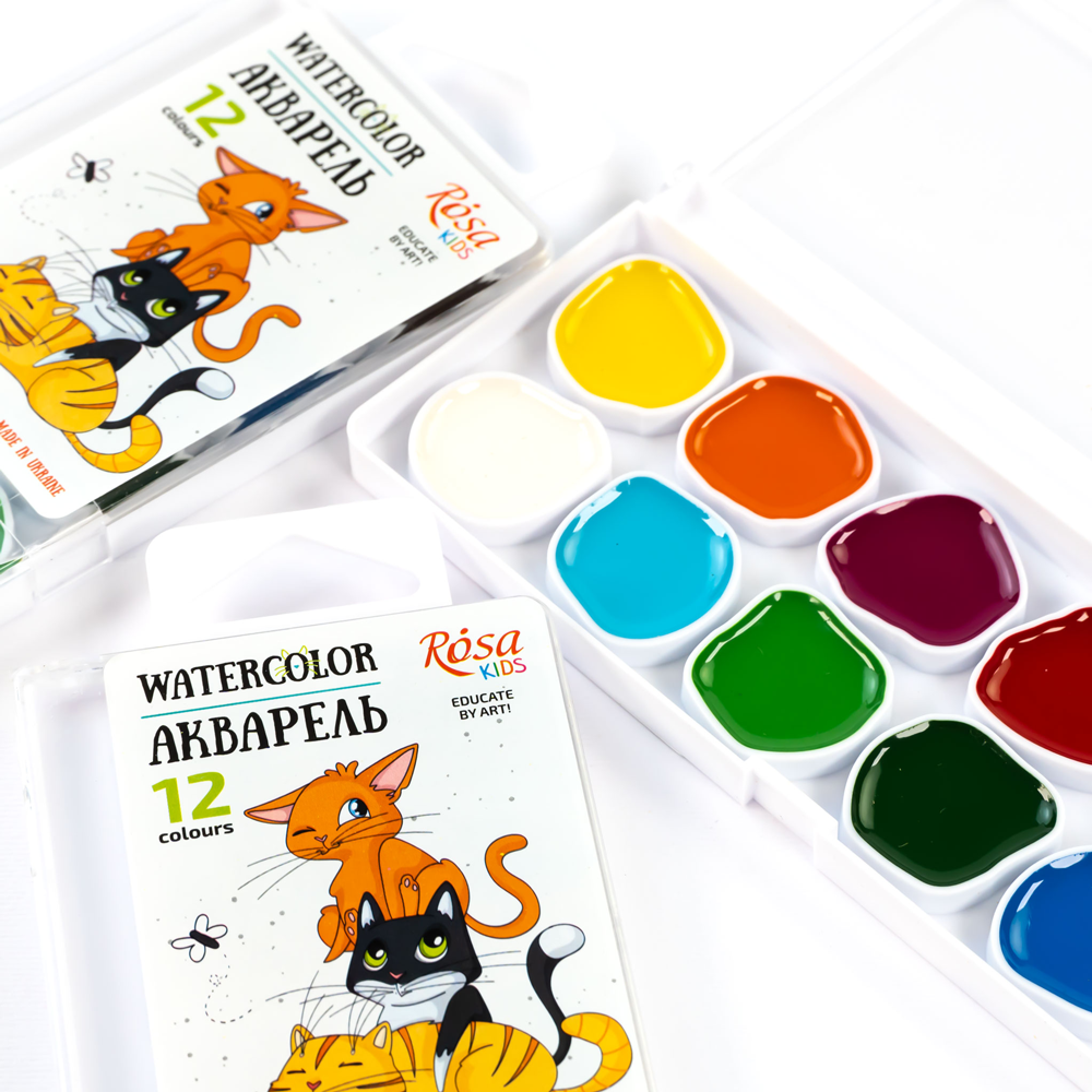Набор акварельных красок Cats 12 кол. б/кисти ROSA Kids Киев - изображение 4