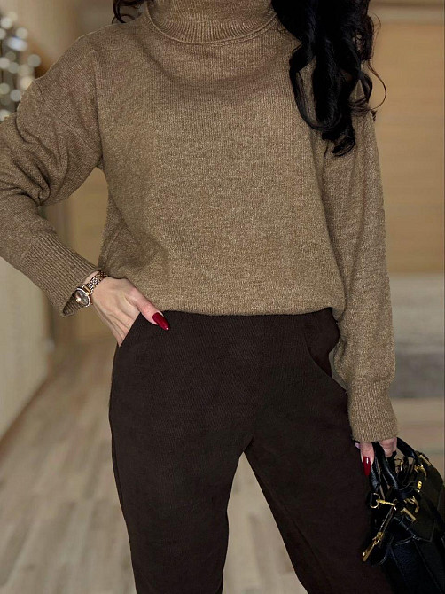 Жіночі утеплені штани мом із вельвету на щільному флісі Шоколад, 50/52 Одеса - фото 4